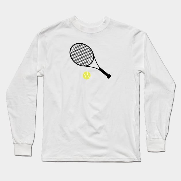Pink Tennis Ball and Tennis Racket Long Sleeve T-Shirt by College Mascot Designs